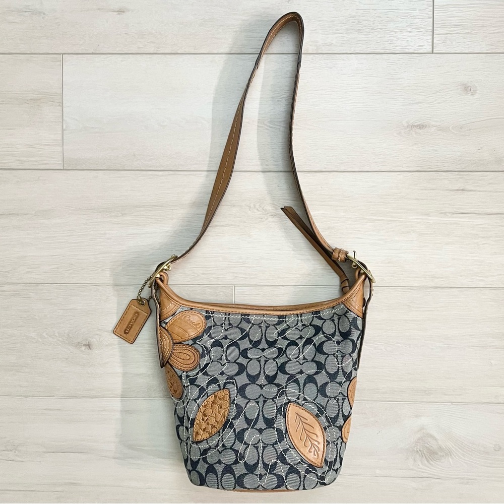 Coach Bleecker Floral Appliqué Crossbody Hobo Denim Jacquard Print | Style 11781 - Picture 4 of 10